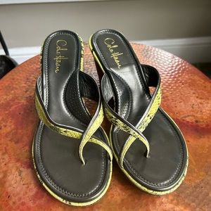 Cole Haan wedge snakeskin/metallic sandal